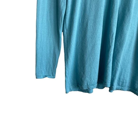 J Jill Women‎ Sweater S Turquoise Lightweight Merino Wool Workwear Quiet Luxury - Picture 7 of 10